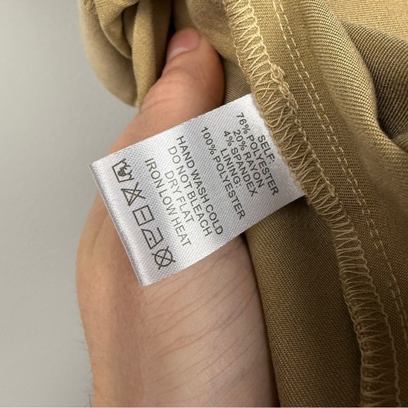 Anthropologie Maeve Flat White Khaki Trench Pleated Strapless Midi Dress - Picture 7 of 8